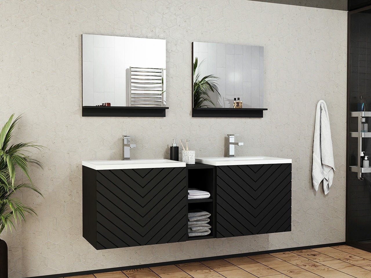 Fürdőszoba garnitúra Comfivo E101 (Fekete + Grafit)