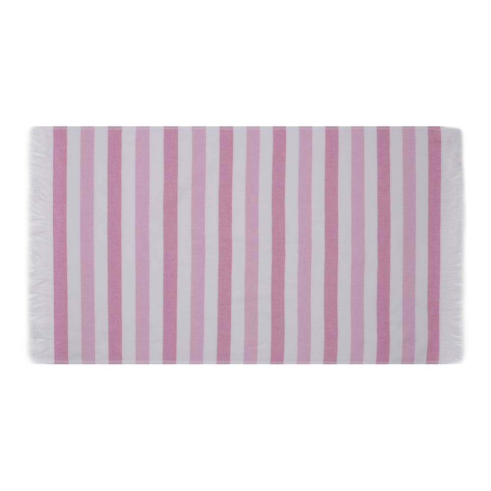 Rózsaszín pamut strandtörölköző szett 2 db-os 70x140 cm Stripe  – Foutastic