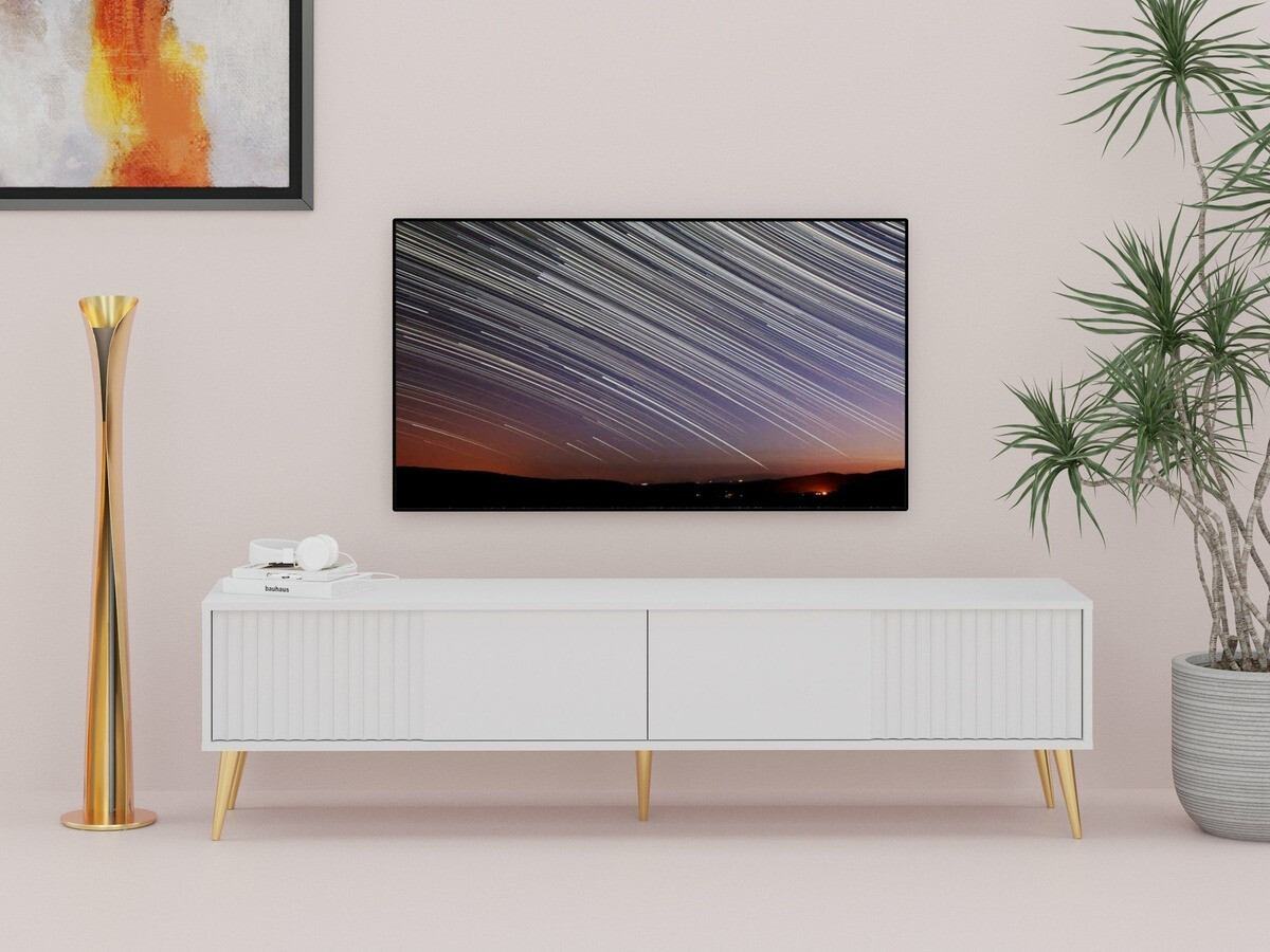 Tv asztal Bristol D105 (Fehér + Aranysárga)