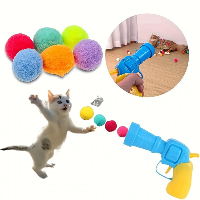 Interaktív plüsslabda kilövő játék cicáknak