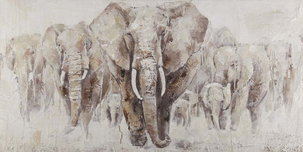 Elefántok a vadonban - kézzel átfestett olajfestmény
