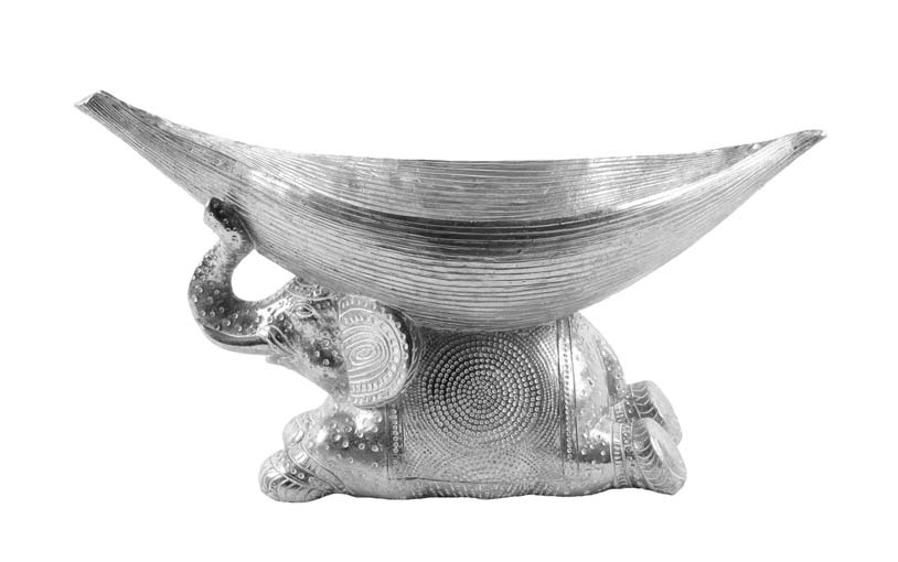 Fekvő ezüst elefánt - dekorációs tál