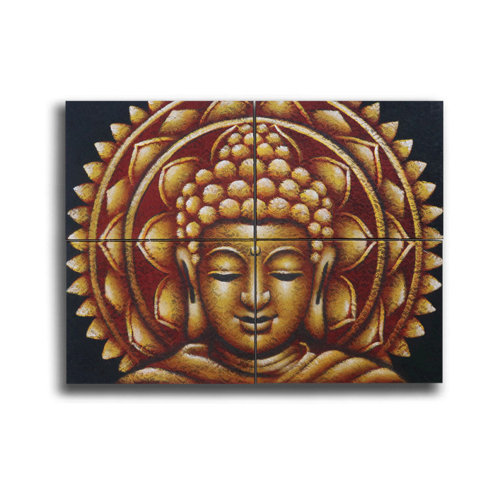 Arany Buddha Mandala - Brokát Részlet 4db 30x40cm