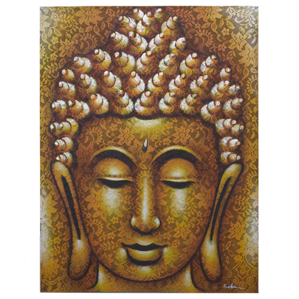 Buddha Festmény - Arany Brokát Hatás 60x80cm