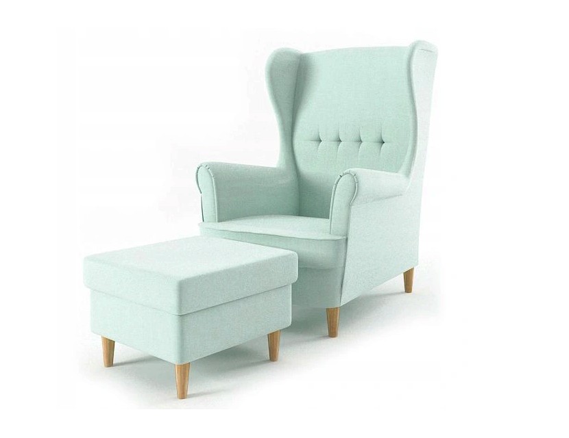 Kényelmes menta színű fotel zsámollyal