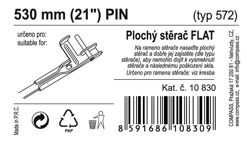 Ablaktörlő FLAT BULK (PIN) 21"/530 mm