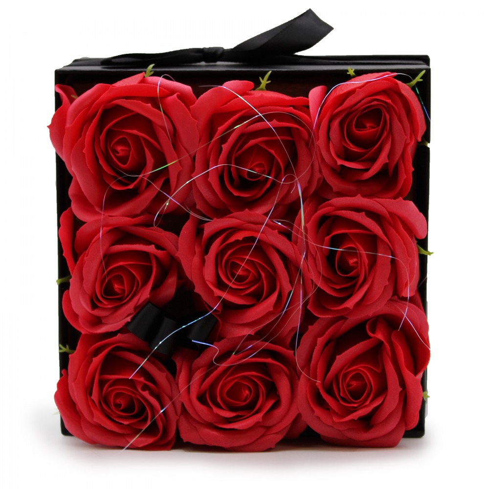 Piros Rózsa Szappanvirágok négyzetes (9db) 