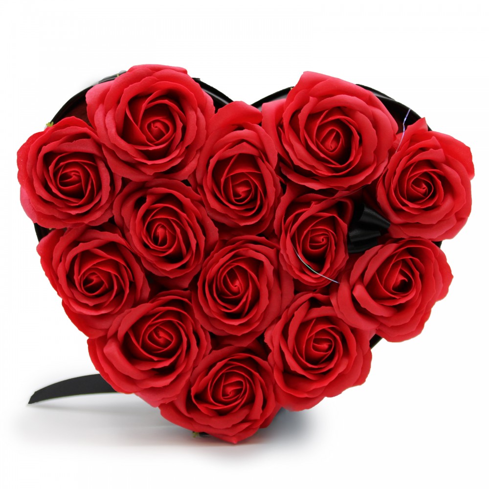 Piros Rózsa Szappanvirágok szív (13db) 