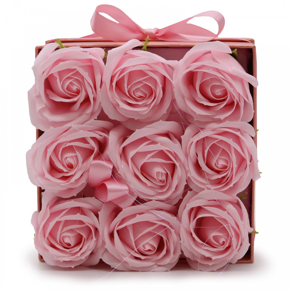 Rózsaszín Rózsa Szappanvirágok négyzetes (9db) 