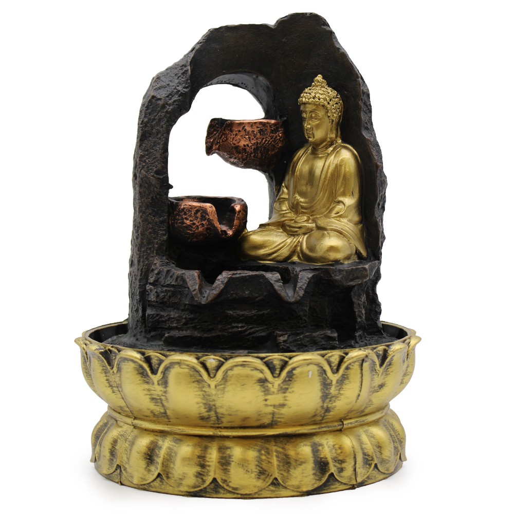 Szoba Szökőkút Arany Meditáló Buddha