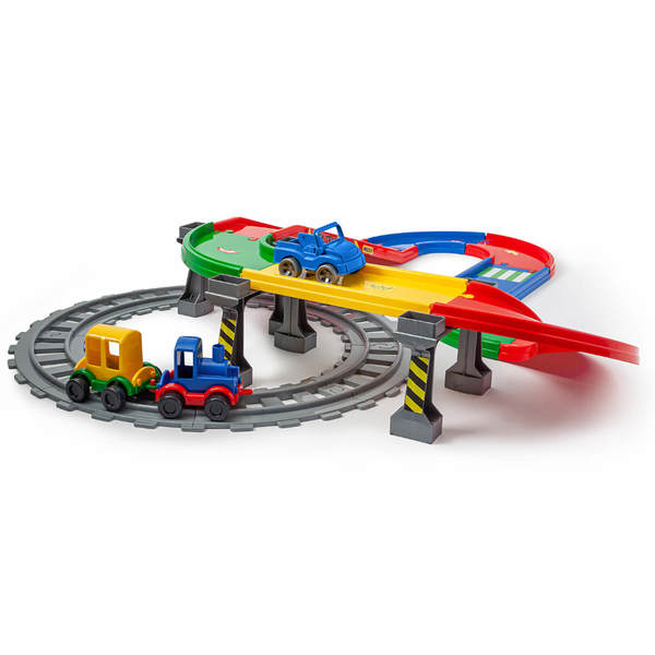 Wader: Play Tracks vasút és autópálya szett kiegészítőkkel - 3,4 m