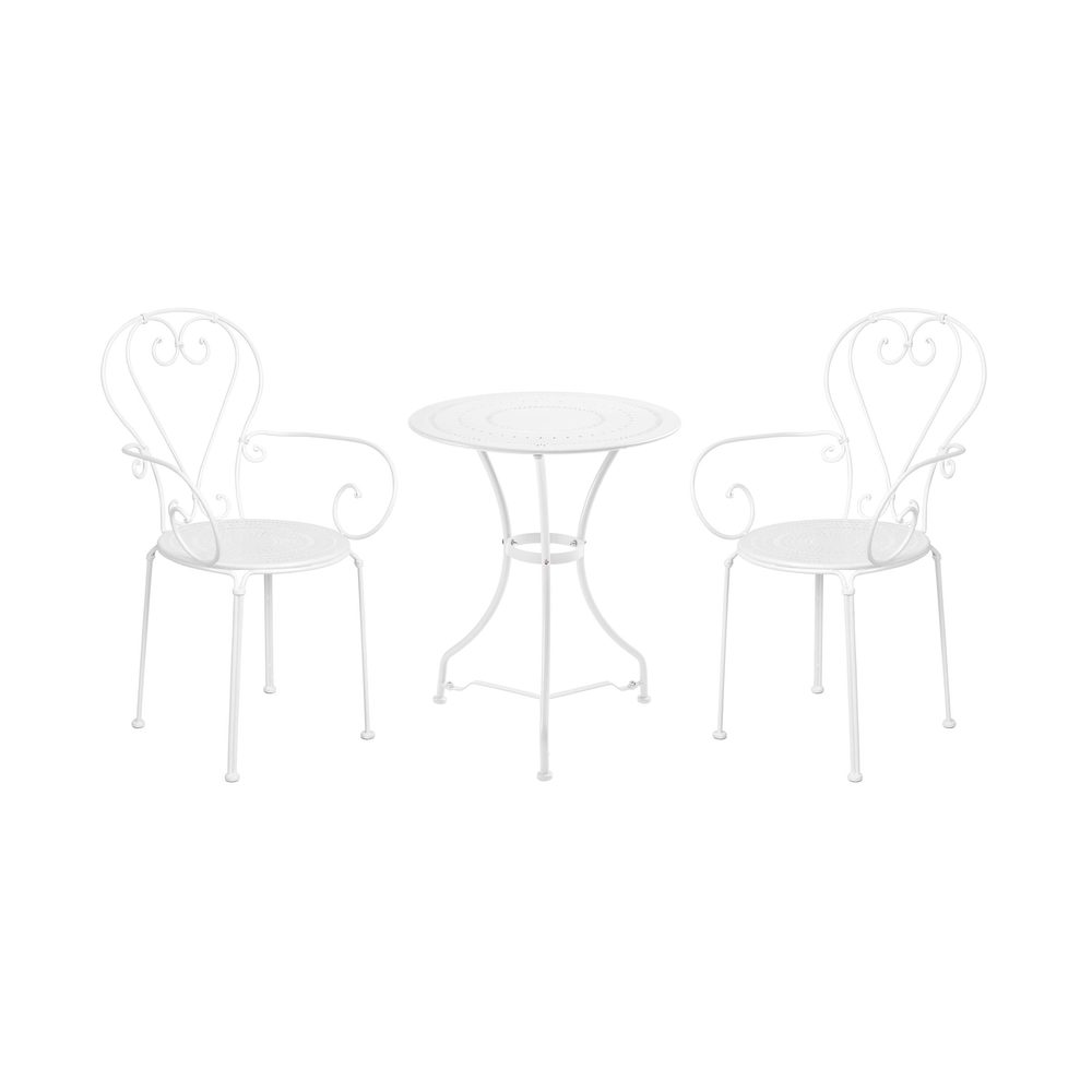 CENTURY két személyes kerti bútor szett karfás székkel, fehér