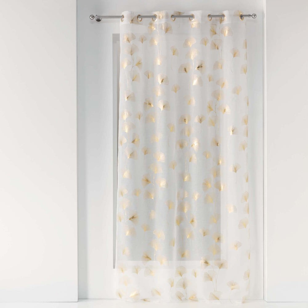 Fehér-aranyszínű átlátszó függöny 140x240 cm Ginkgold – douceur d'intérieur