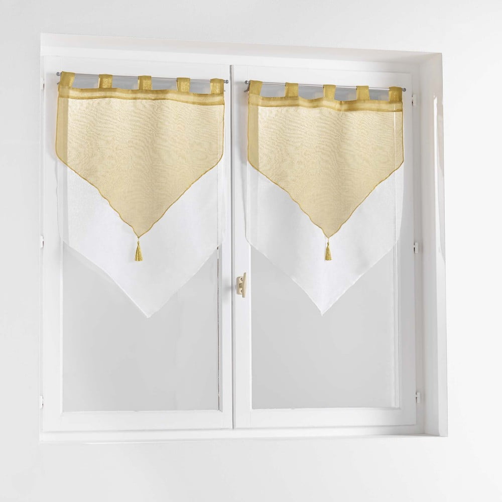 Sárga-fehér átlátszó függöny szett 2 db-os 60x90 cm Duetto – douceur d'intérieur