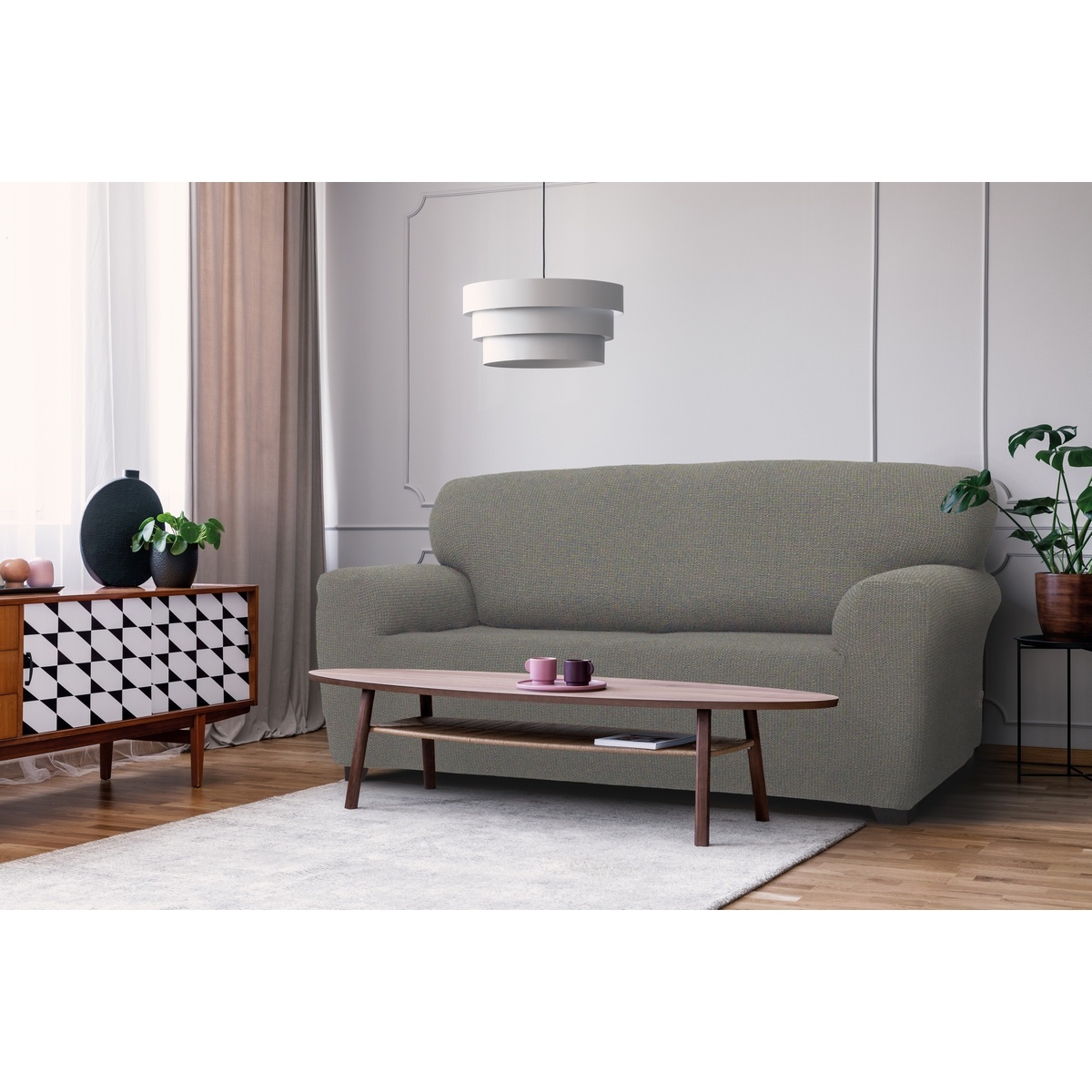 Denia multielasztikus kanapéhuzat világosszürke, 140 - 180 cm, 140 - 180 cm