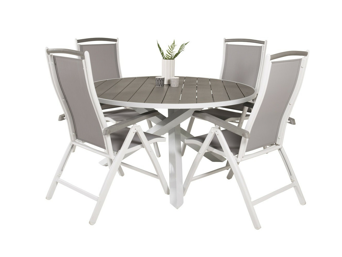 Asztal és szék garnitúra Dallas 2347 (Szürke + Fehér)