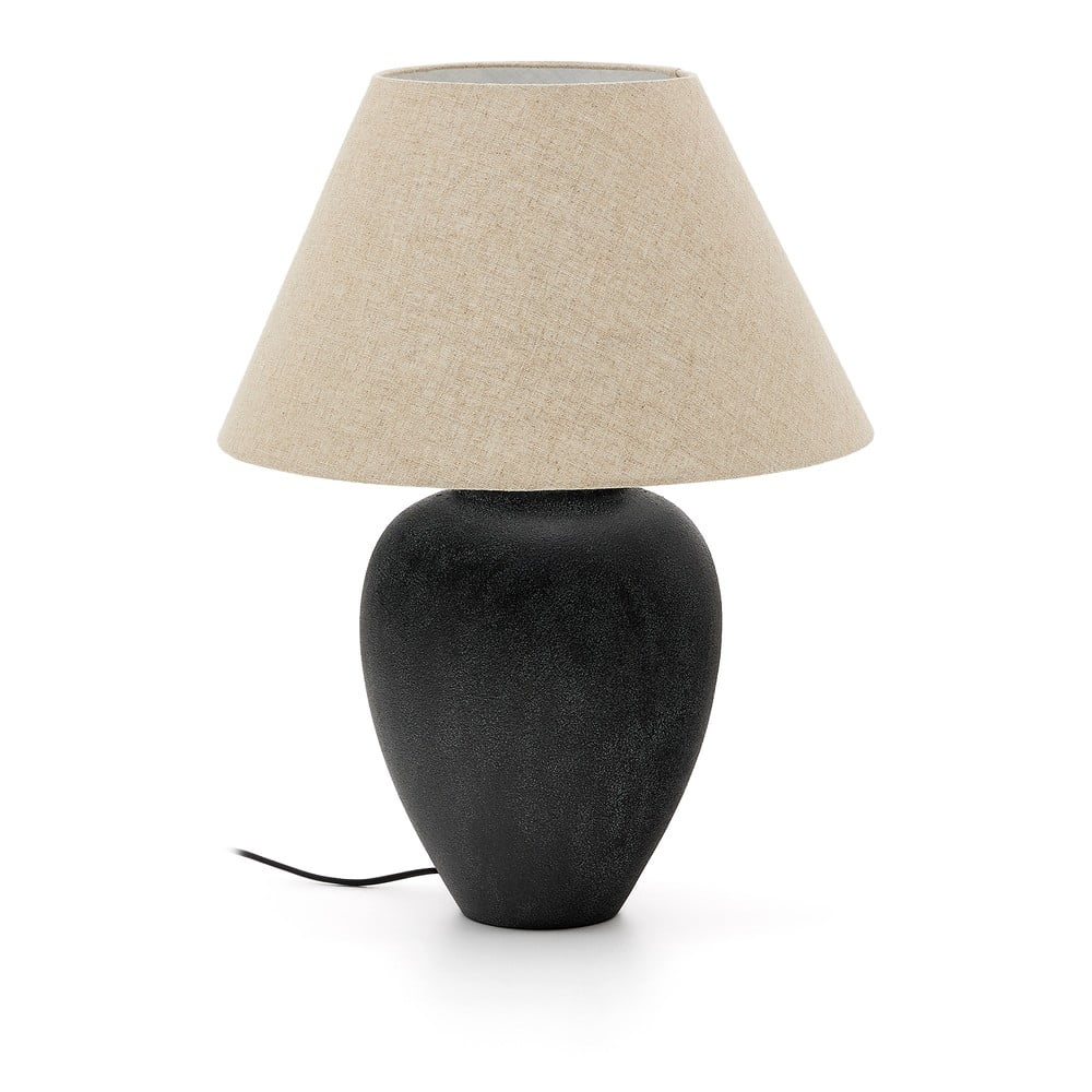 Fekete-bézs asztali lámpa textil búrával (magasság 60 cm) Mercadal – Kave Home