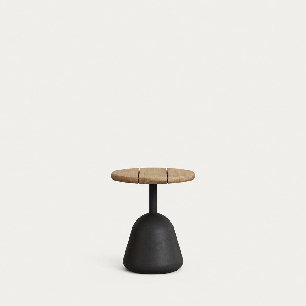 Fekete-natúr színű kerek dohányzóasztal akácfa asztallappal ø 43 cm Saura – Kave Home