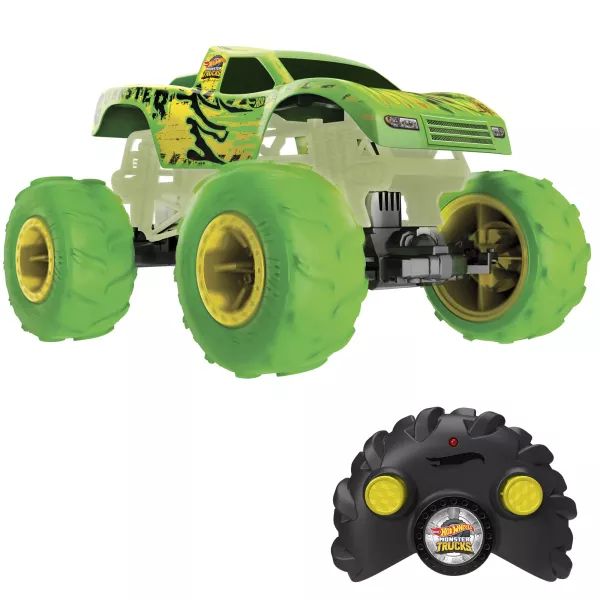 Hot Wheels Monster Trucks: Sötétben világító Gunkster távirányítós autó, 1:15