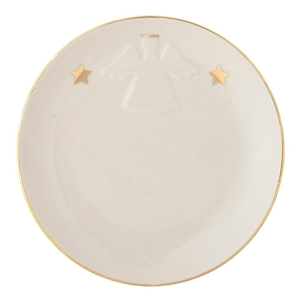 Fehér desszertes agyagkerámia tányér karácsonyi mintával ø 16 cm Starry – Bloomingville