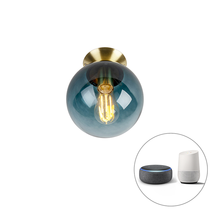 Intelligens sárgaréz mennyezeti lámpa óceánkék üveggel, Wifi ST64 - Pallonnal