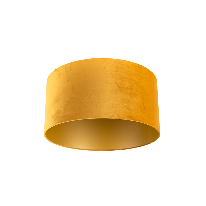 Velúr lámpaernyő sárga 50/50/25 arany belsővel