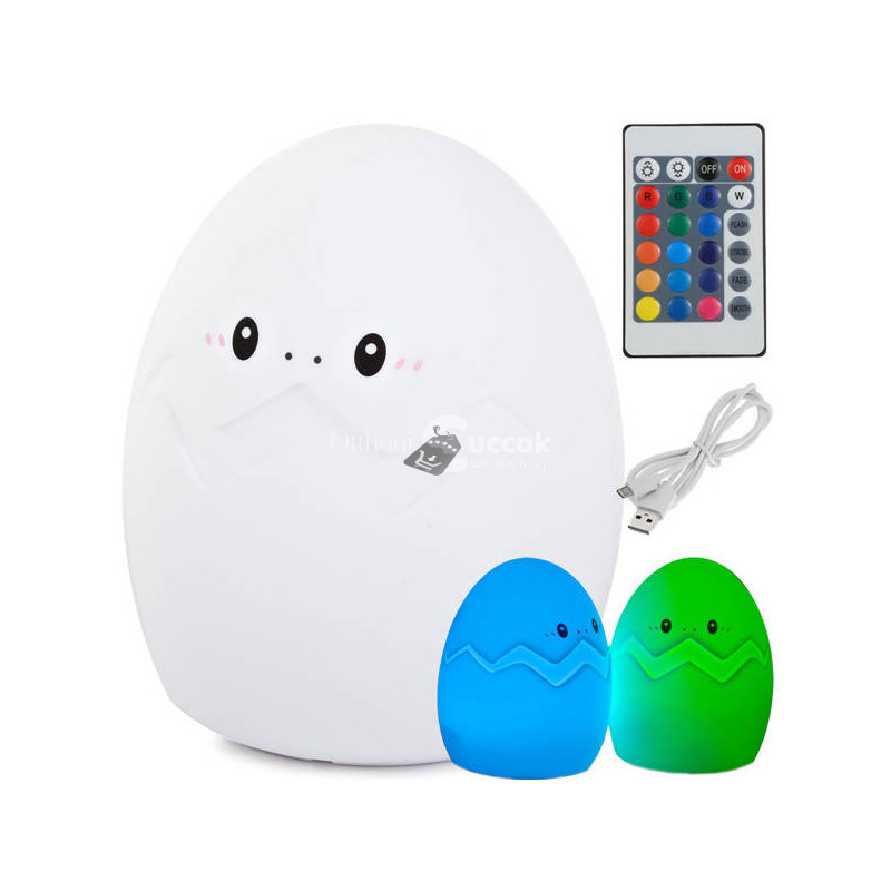 Gyerek éjjeli lámpa LED tojás RGB távirányítóval és USB csatlakozóval
