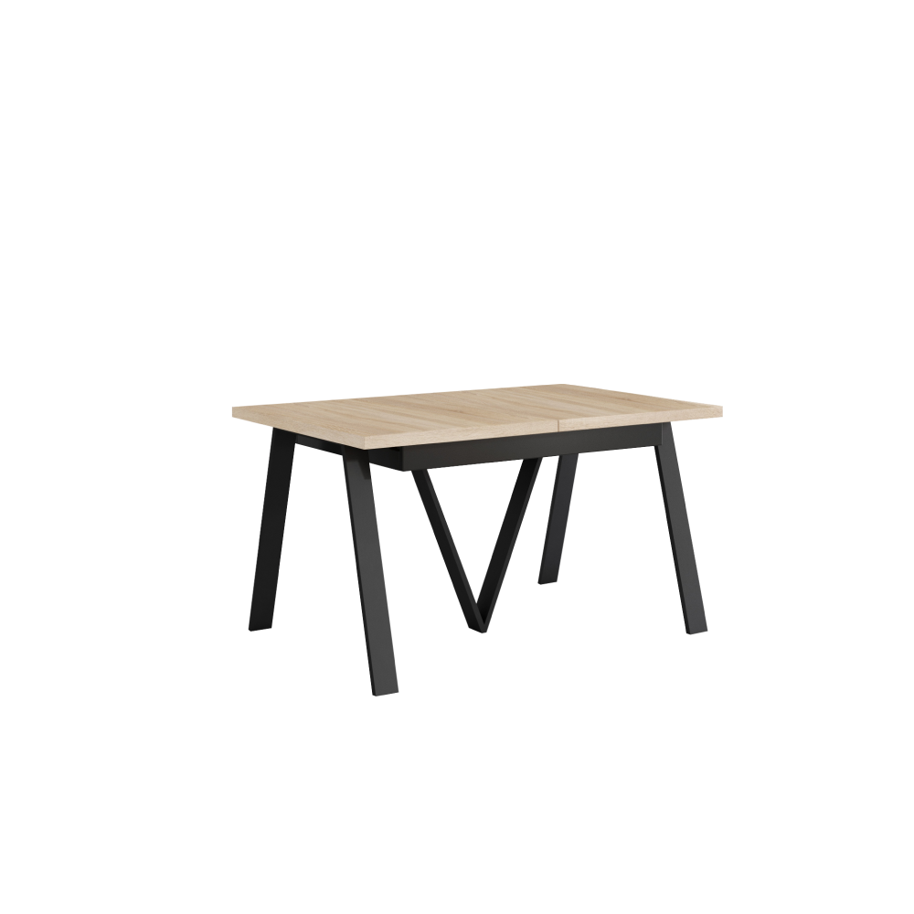 Kihúzható étkezőasztal, sonoma tölgy/fekete, 140-290x90 cm, AVENY