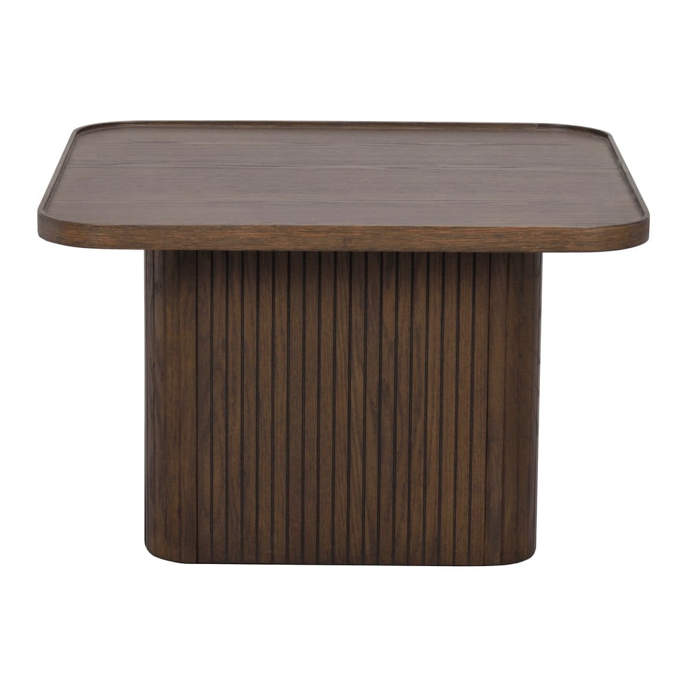 Sötétbarna dohányzóasztal tölgyfa dekorral ø 60 cm Sullivan – Rowico