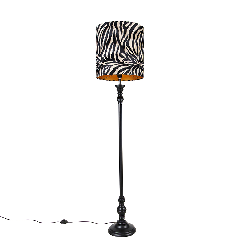 Állólámpa fekete árnyalatú zebra kialakítással 40 cm - Classico