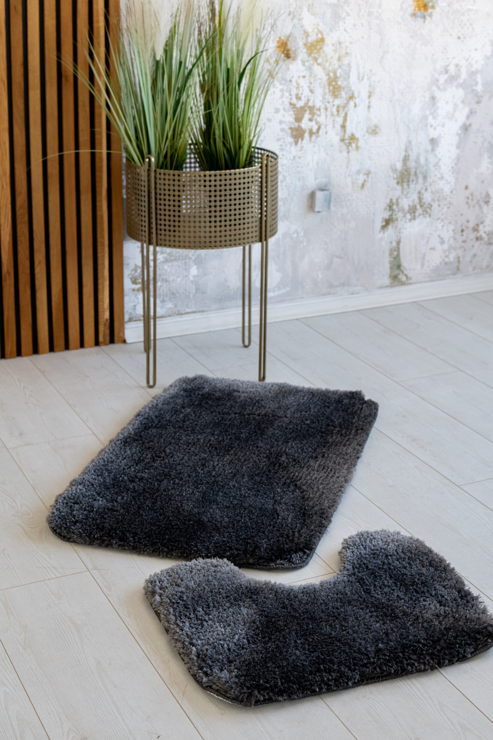  Luxury Super Plüss Fürdőszoba szőnyeg 2 részes Antracit