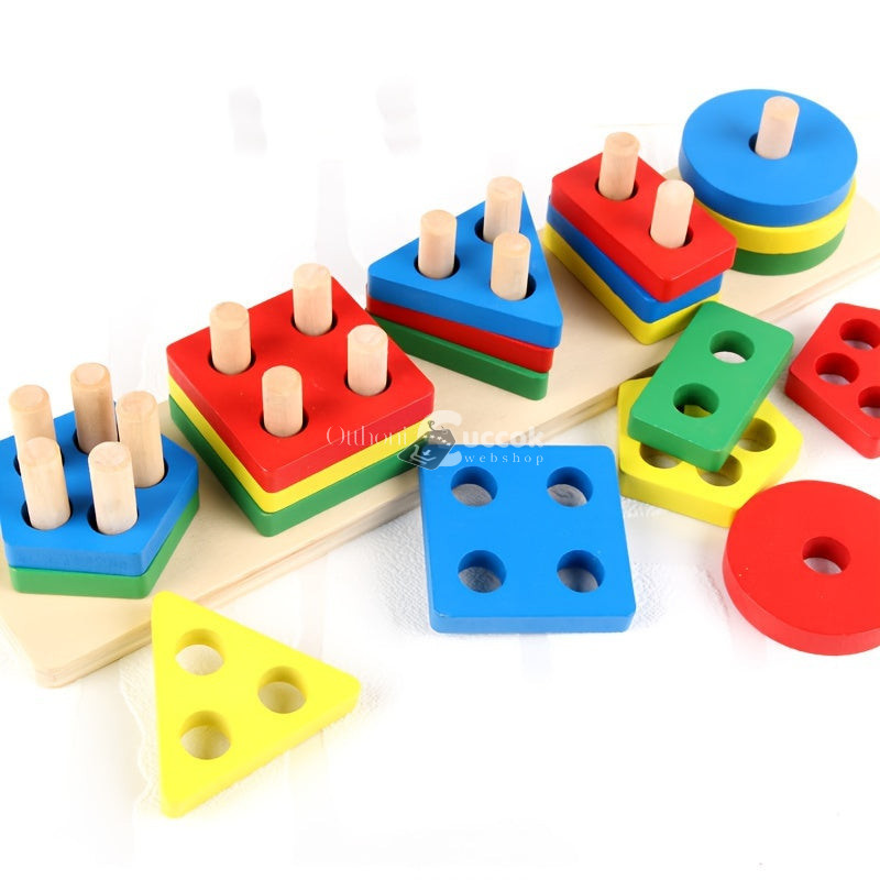 Montessori geometriai formaválogató játék - Élénk színek téglalap alapon