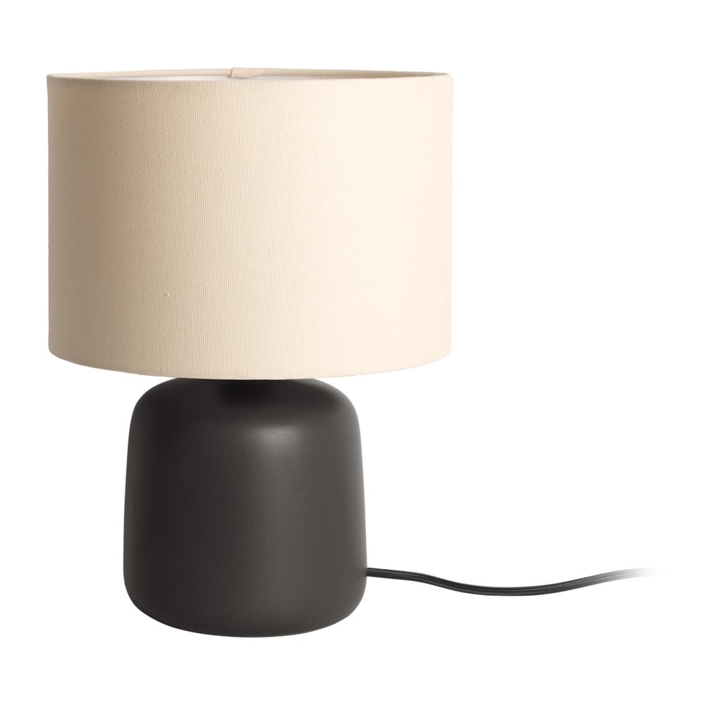 Matt fekete asztali lámpa textil búrával (magasság 33 cm) Alma – Leitmotiv