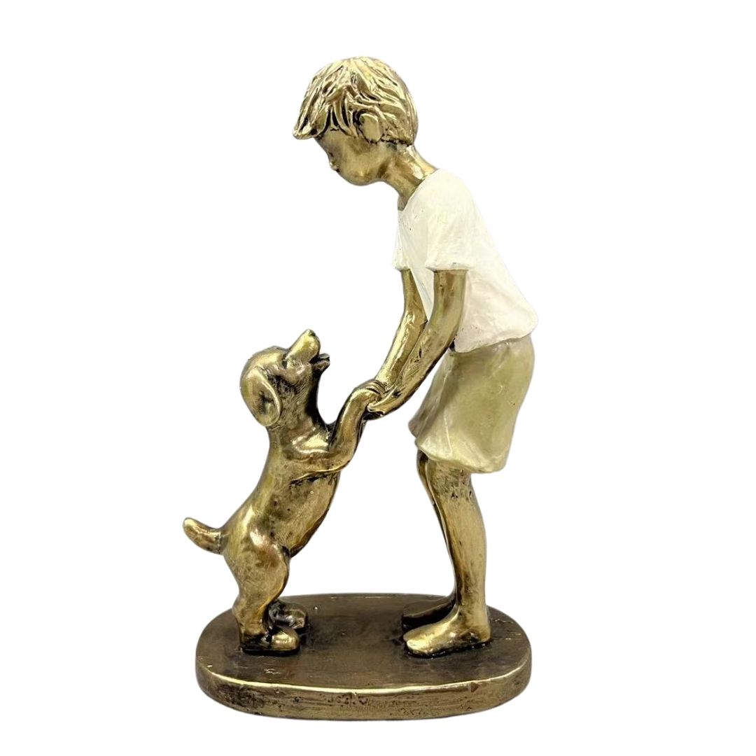 Fiú kutyával - szobor