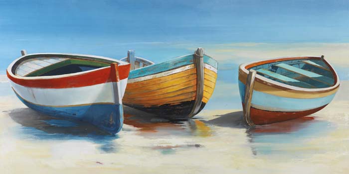 Három csónak – kézzel átfestett olajfestmény