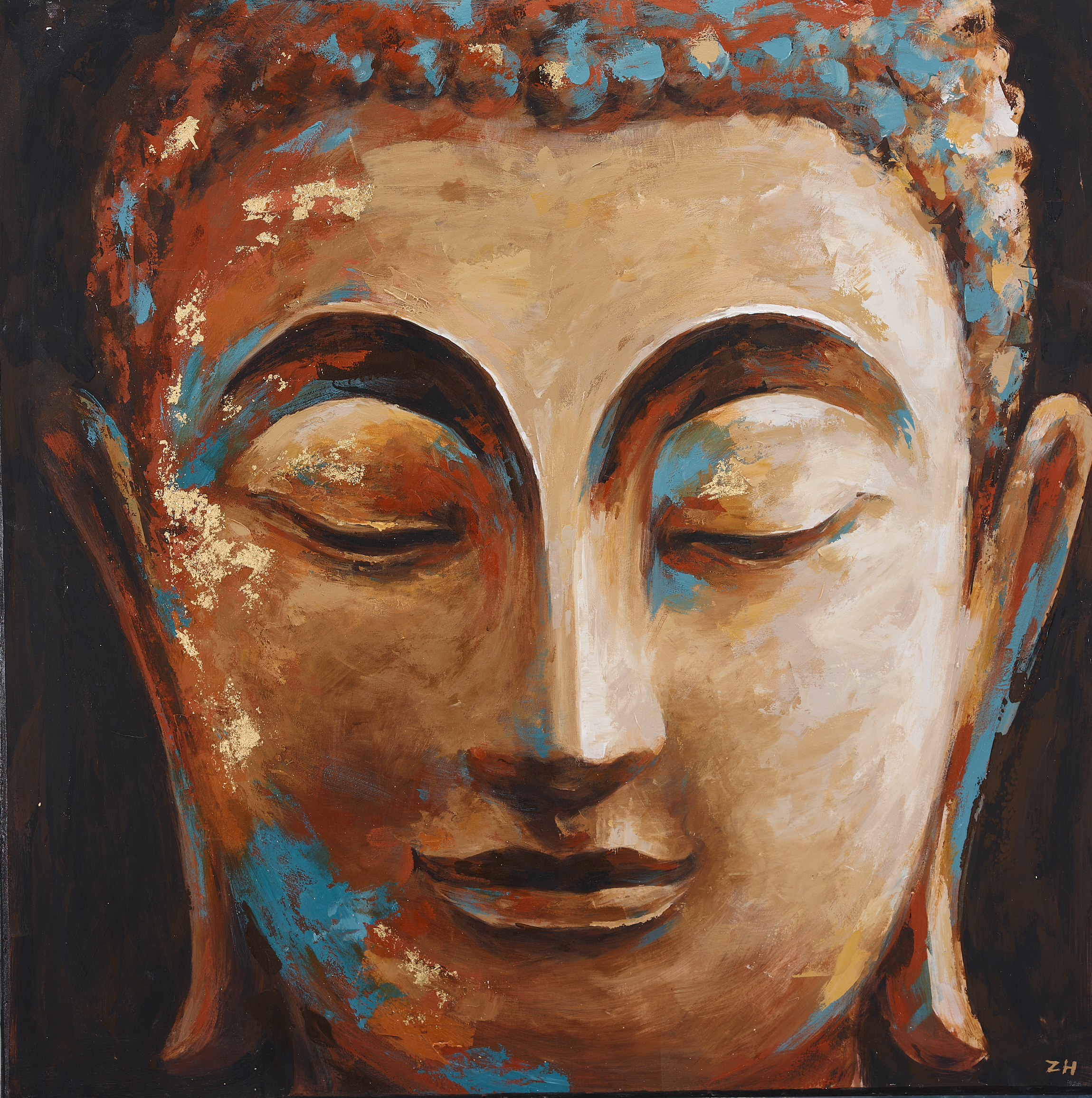 Meditációs állapot – kézzel átfestett olajfestmény