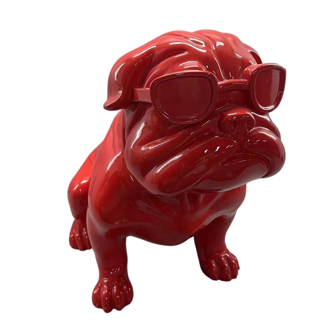 Piros bulldog - szobor