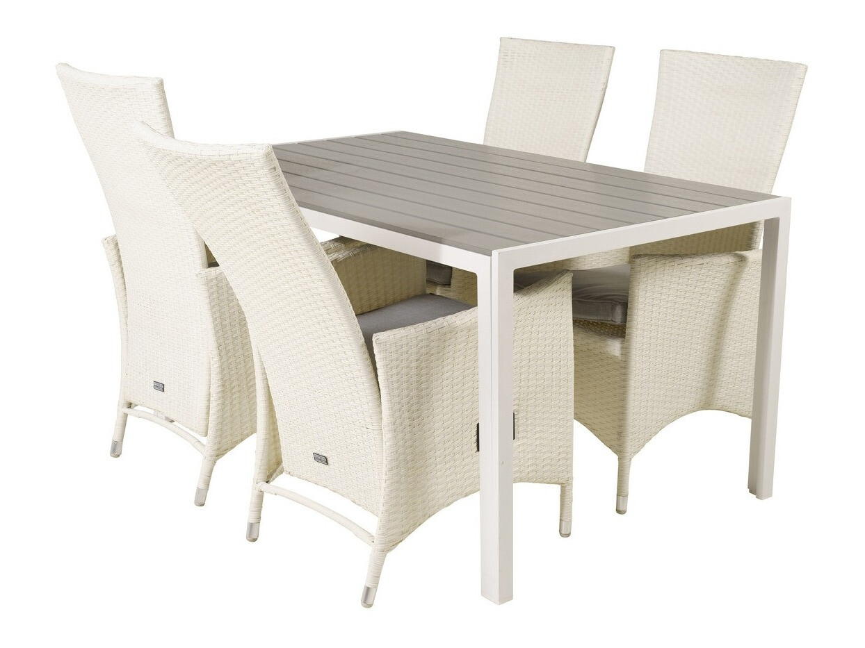 Asztal és szék garnitúra Dallas 2255 (Fehér + Szürke)