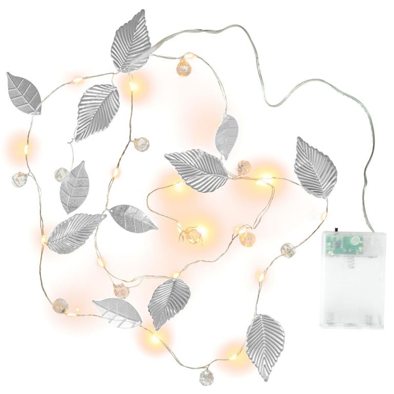Nexos Világító gyöngy arany levelek 20 LED meleg fehér 2 db