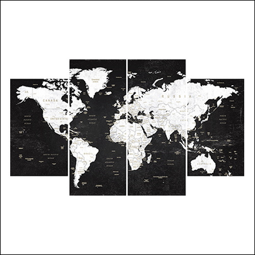 Fekete-fehér térkép - vászonkép