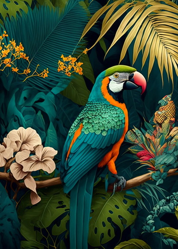 Zöld papagáj - vászonkép