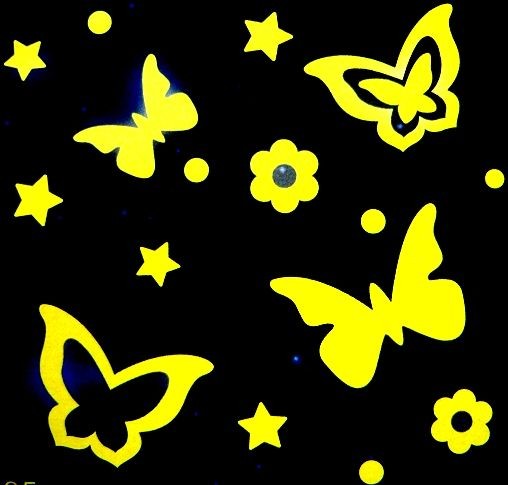 Pillangók, éjjel világító polifoam falmatrica