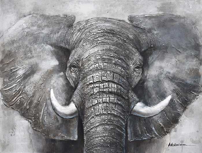 Afrikai elefánt - kézzel festett olajfestmény