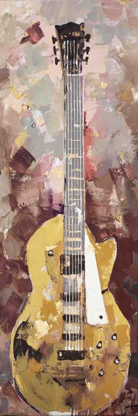 Magányos gitár - kézzel átfestett olajfestmény