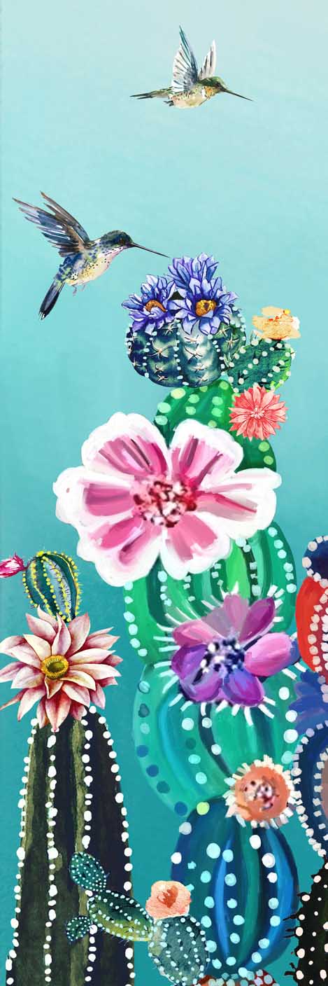 Színes kaktuszok - kézzel átfestett olajfestmény