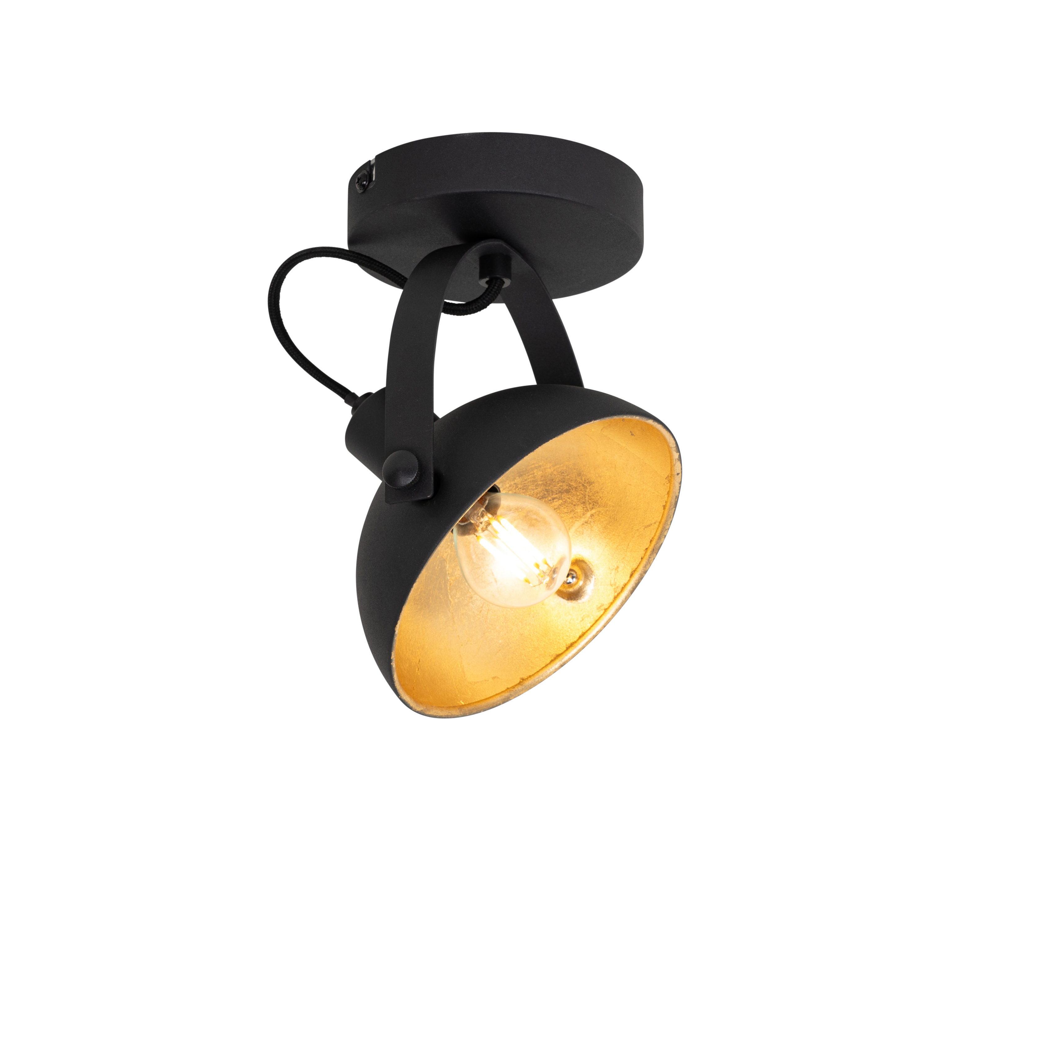 Ipari mennyezeti lámpa fekete arannyal 15 cm állítható - Magnax