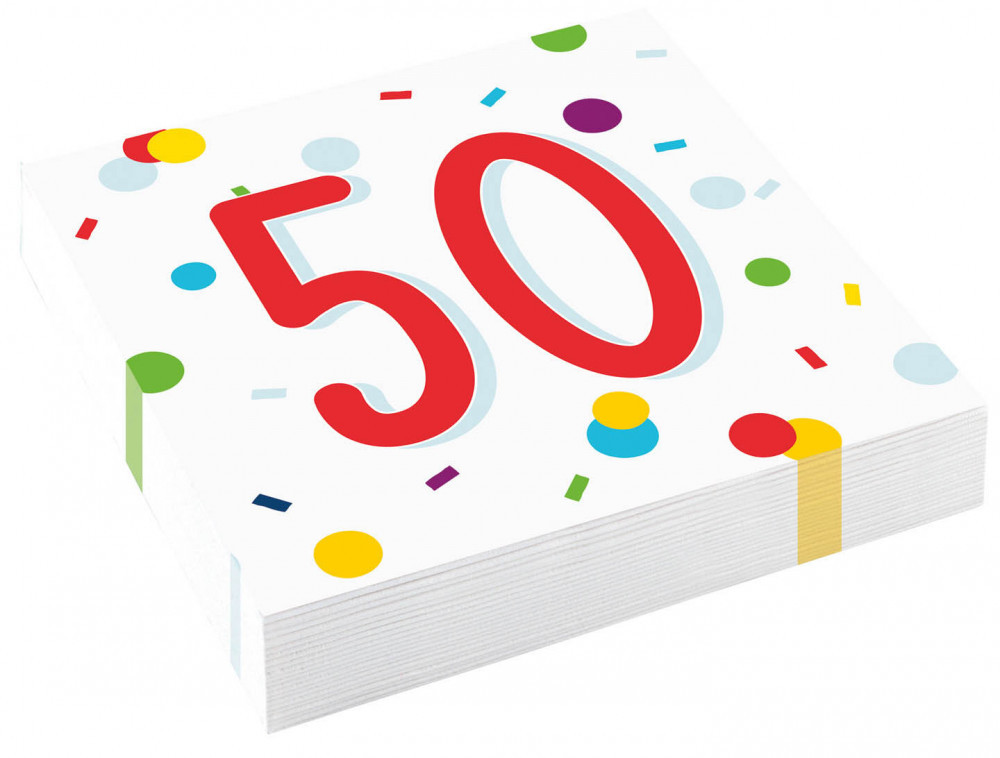 Happy Birthday 50 Confetti szalvéta 20 db-os 33x33 cm