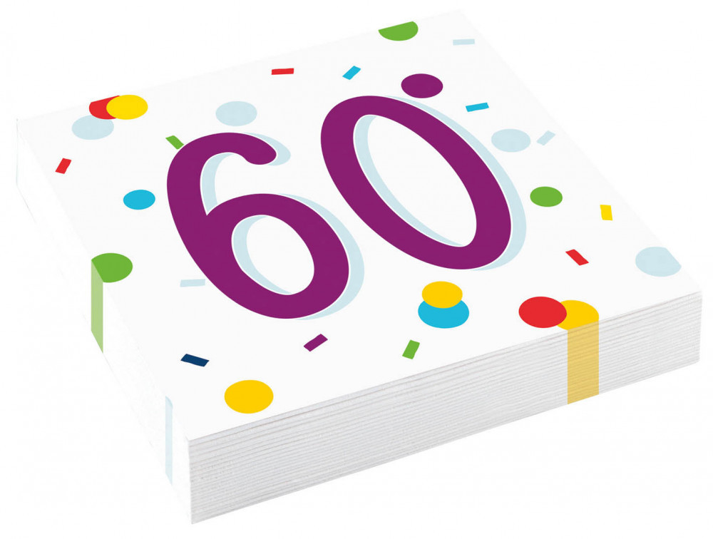 Happy Birthday 60 Confetti szalvéta 20 db-os 33x33 cm