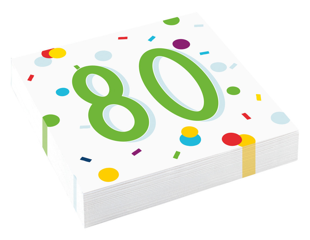Happy Birthday 80 Confetti szalvéta 20 db-os 33x33 cm