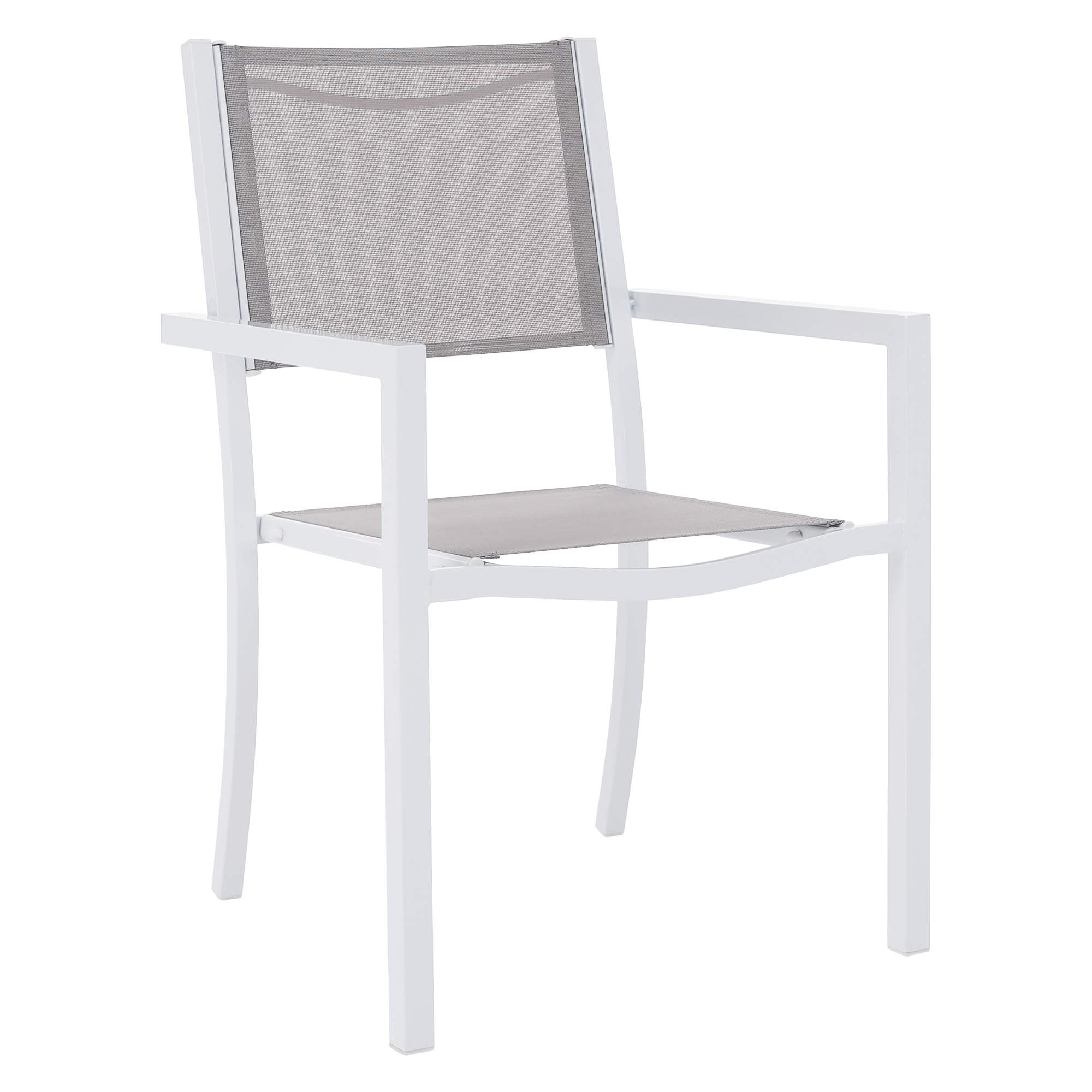 Kerti rakásolható szék, fehér acél/világosszürke, DORIO